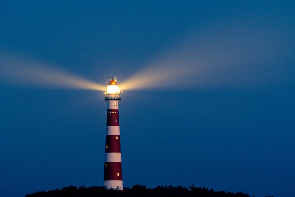 Waddeneilanden Ameland vuurtoren avond